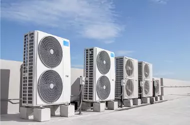 HVAC units are seen. What are SEER ratings for commercial HVAC systems? Merit Mechanical can explain SEER ratings. 