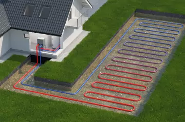 An illustration of a geothermal system is seen. Merit Mechanical installs Geothermal Heating and Cooling in Peoria IL.